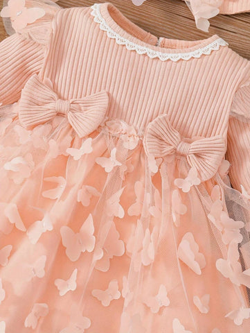 2 Pc baby Girl Butterfly Applique Sheer Mesh Skirt dress