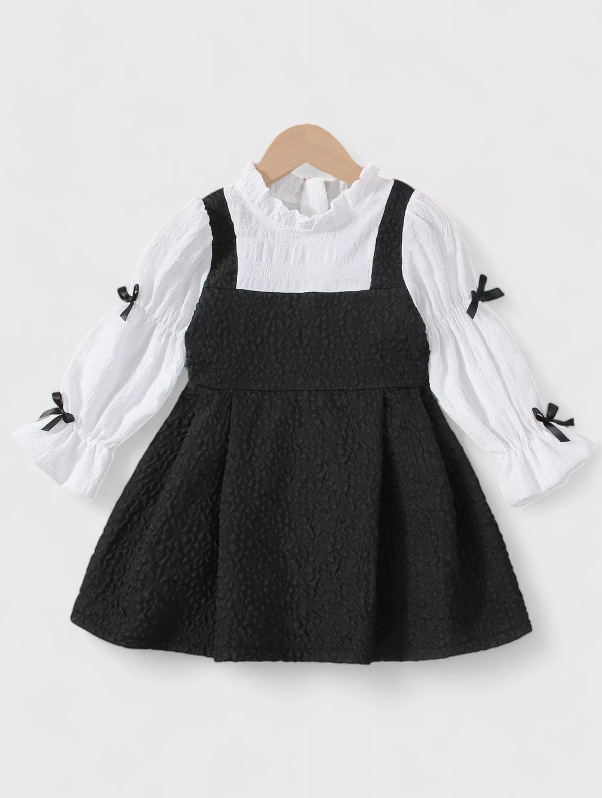 Toddler Girl Mock Neck Bow Sleeve Dress