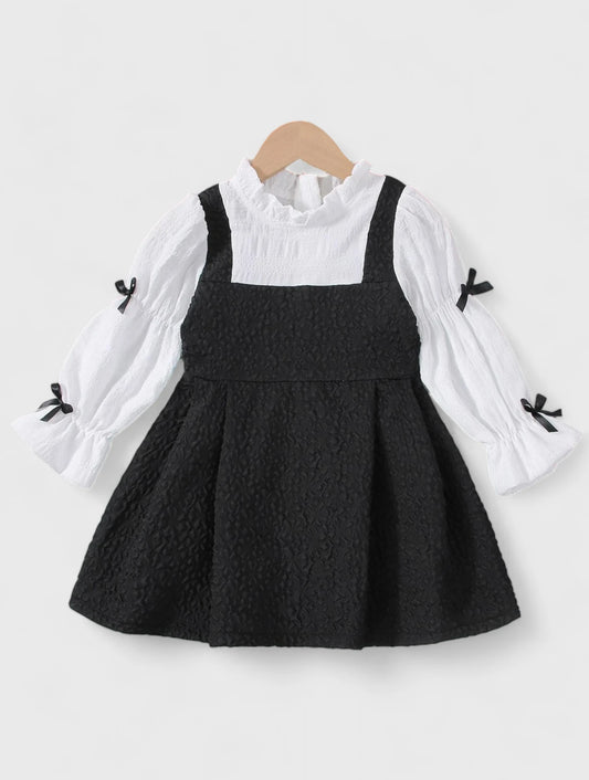 Toddler Girl Mock Neck Bow Sleeve Dress