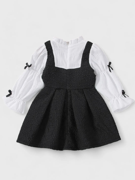 Toddler Girl Mock Neck Bow Sleeve Dress