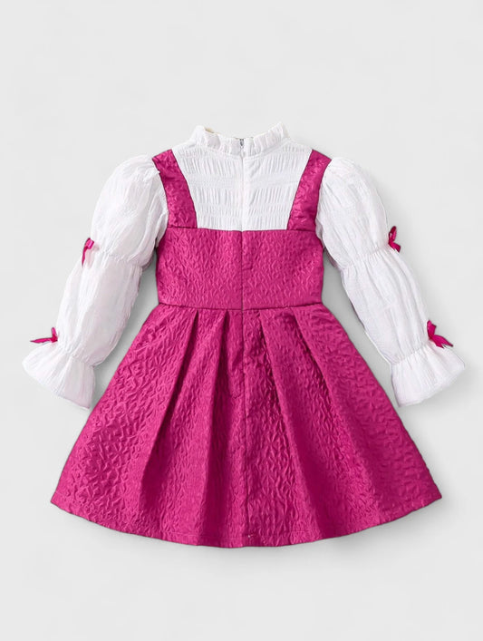 Toddler Girl Mock Neck Bow Sleeve Dress