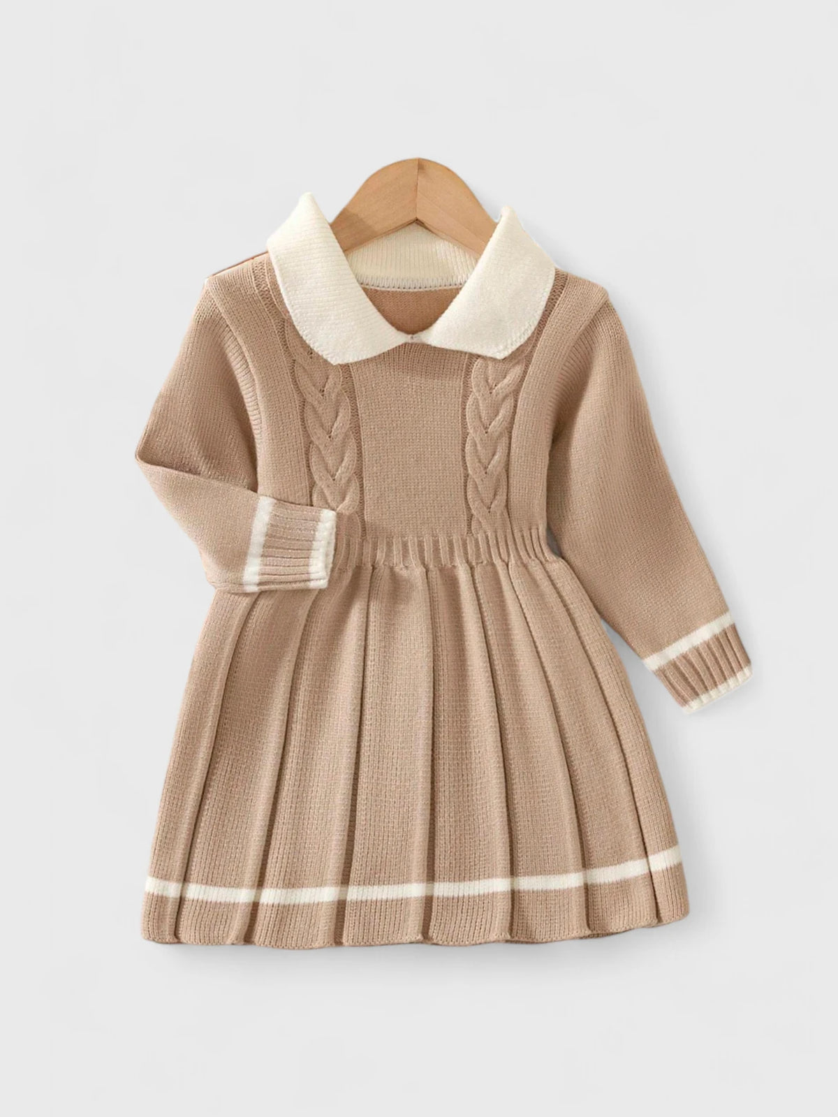 Baby Girl Knit Collar Pleated Dress