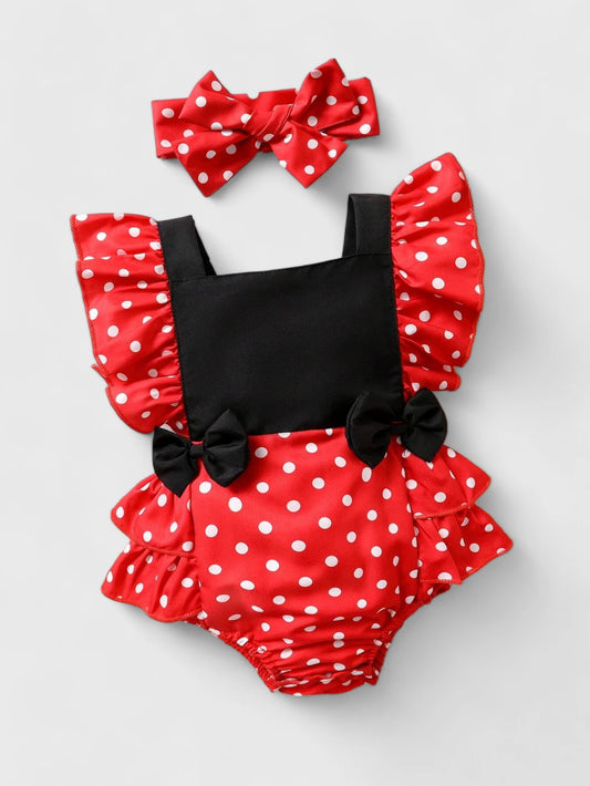 Baby Girl Red Polka Dot Ruffle Bodysuit