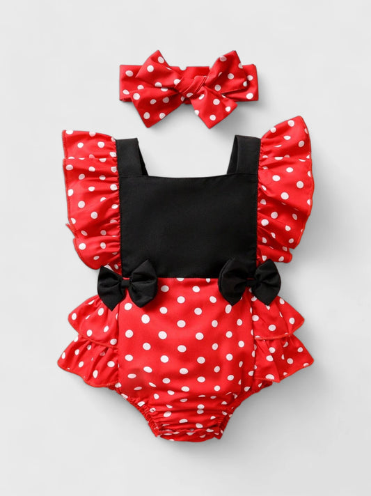 Baby Girl Red Polka Dot Ruffle Bodysuit