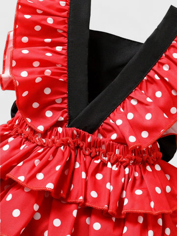 Baby Girl Red Polka Dot Ruffle Bodysuit