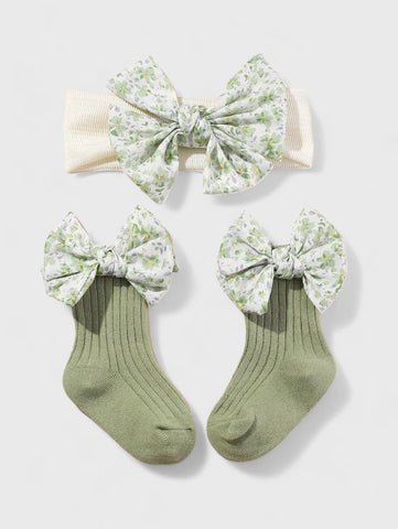 Baby Girl Socks and Bow Headband Set