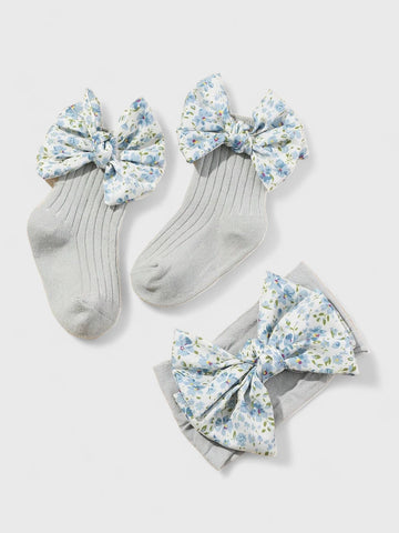 Baby Girl Socks and Bow Headband Set