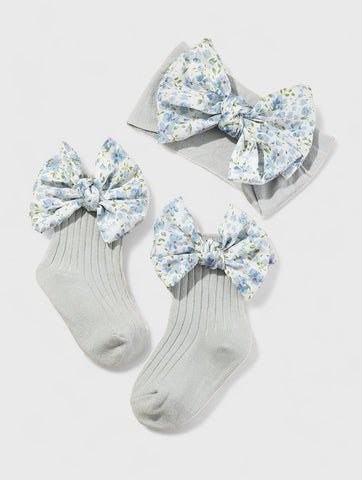 Baby Girl Socks and Bow Headband Set