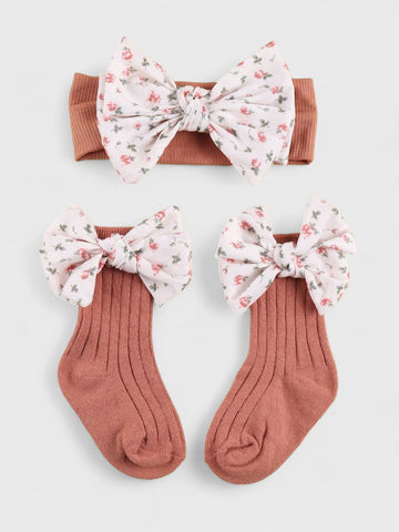 Baby Girl Socks and Bow Headband Set