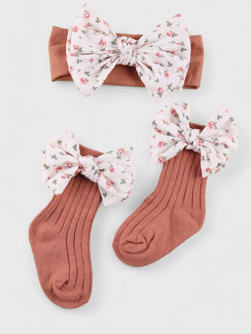 Baby Girl Socks and Bow Headband Set