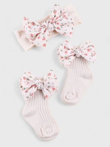 Baby Girl Socks and Bow Headband Set