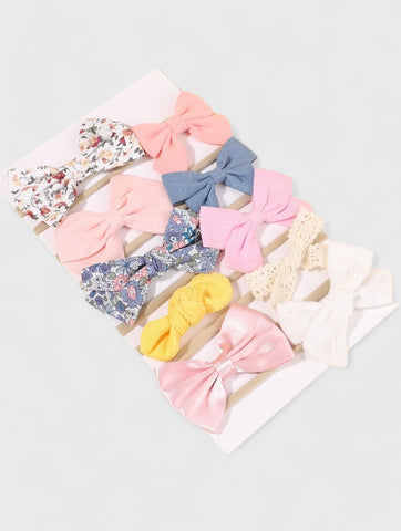 10 Pc Soft Elastic Bow Decor Headband