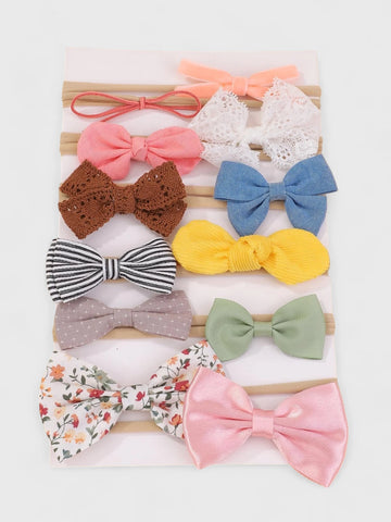 12 Pc Baby Girl Mini Bows Headband Set