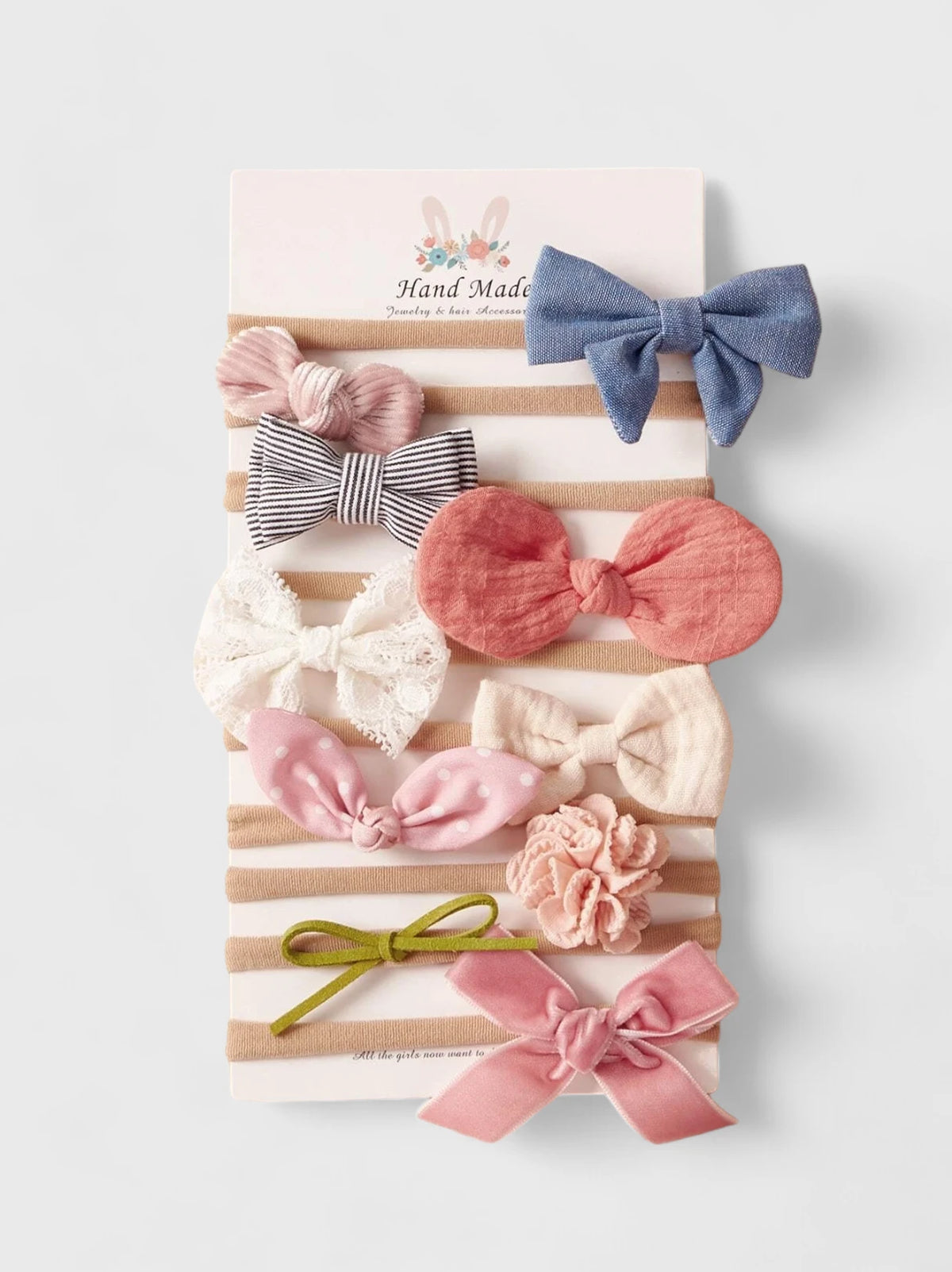 10 Pc Baby Girl Mini Bows Headband Set