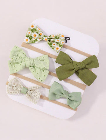 4 Pc Flower & Bows Headband Set