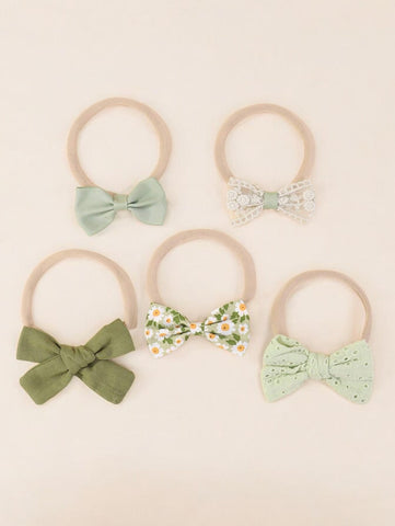 4 Pc Flower & Bows Headband Set