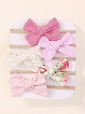 4 Pc Flower & Bows Headband Set