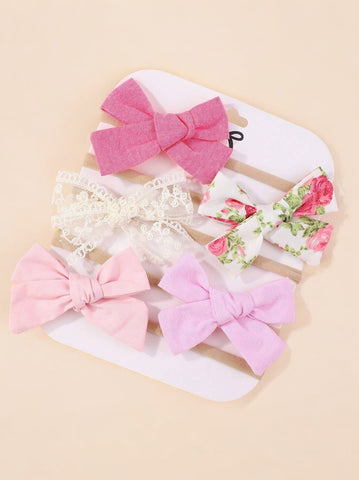 4 Pc Flower & Bows Headband Set