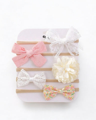 4 Pc Flower & Bows Headband Set