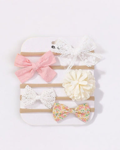 4 Pc Flower & Bows Headband Set