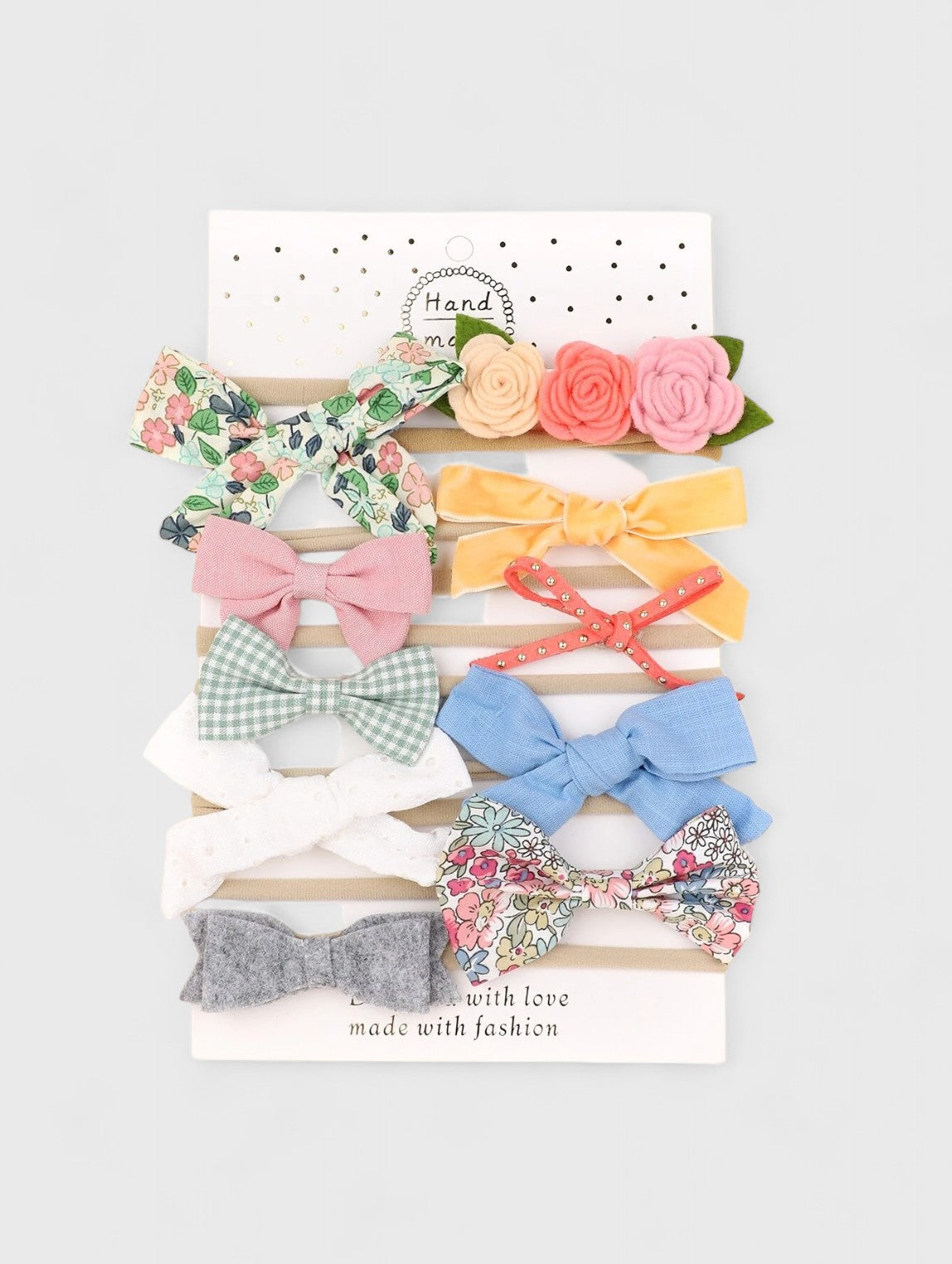 10 Pc Baby Girl Bows & Flower Headband Set