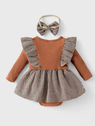 2 Pc Baby Girl Ruffle Houndstooth Bodysuit