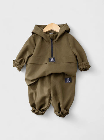 2 Pc Baby Boy Casual Hooded Pullover and Pants Set