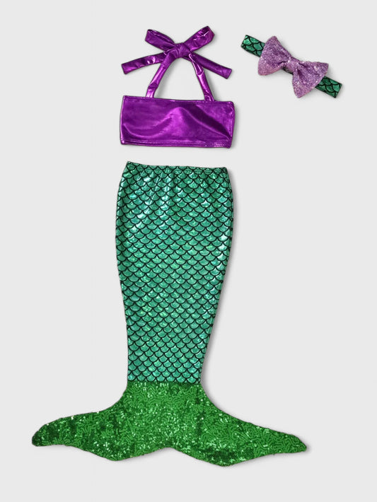 3 Pcs Baby Girl Sparkle Mermaid Costume