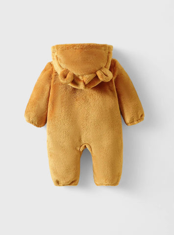 Infant Baby Fleece Hooded Bear Jumpsuit