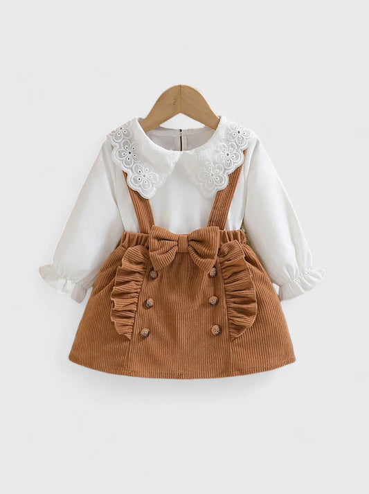 2 Pc Baby Girl Scallop Collar Blouse with Skirt