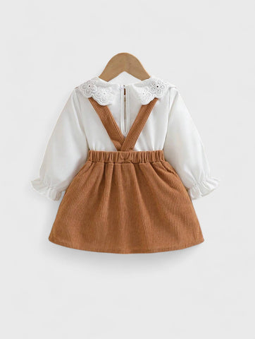 2 Pc Baby Girl Scallop Collar Blouse with Skirt