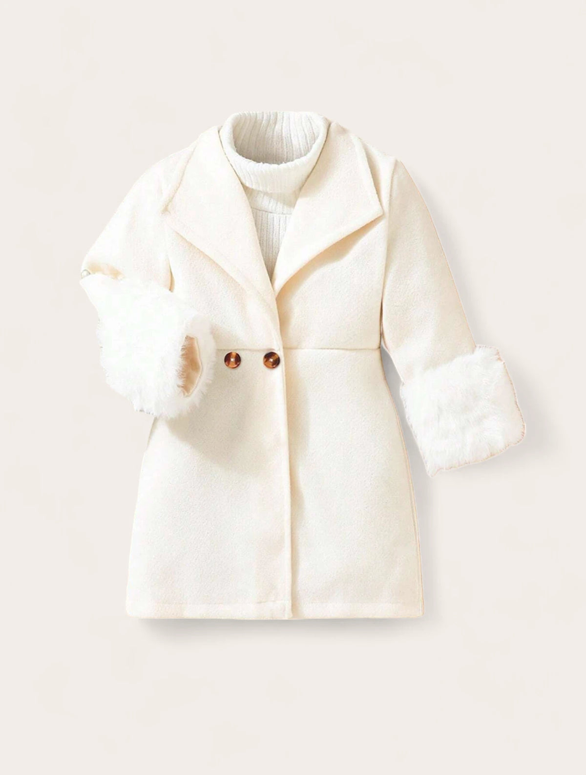 Baby Girl Fuzzy Trim Cuff Coat