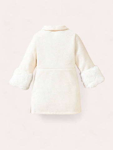 Baby Girl Fuzzy Trim Cuff Coat