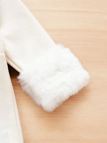 Baby Girl Fuzzy Trim Cuff Coat