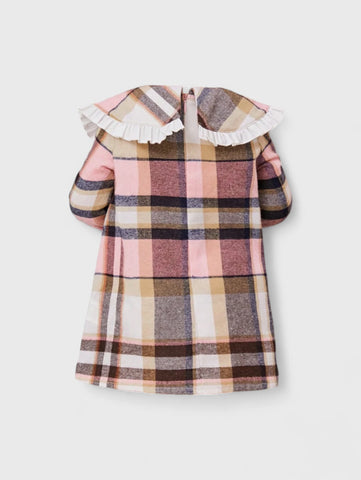 Baby Girl Ruffle & Bow Collar Plaid Dress