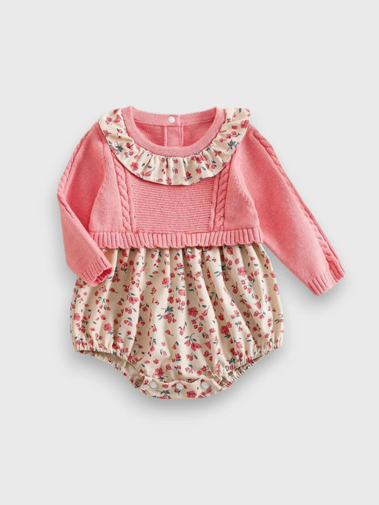 Baby Girl 2 in 1 Corduroy Bodysuit with Faux Sweater