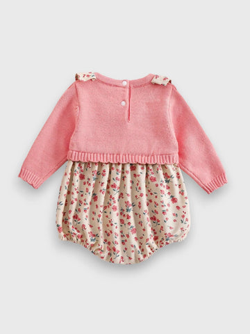 Baby Girl 2 in 1 Corduroy Bodysuit with Faux Sweater