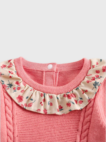 Baby Girl 2 in 1 Corduroy Bodysuit with Faux Sweater