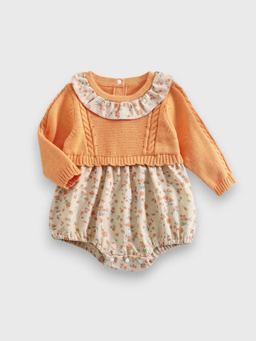 Baby Girl 2 in 1 Corduroy Bodysuit with Faux Sweater