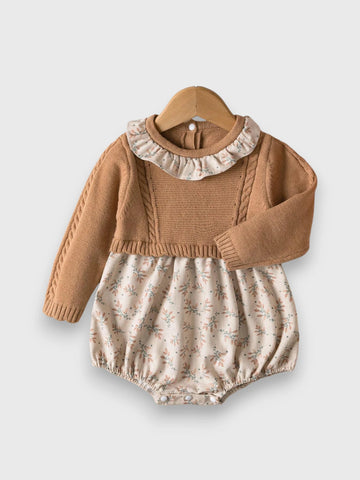 Baby Girl 2 in 1 Corduroy Bodysuit with Faux Sweater