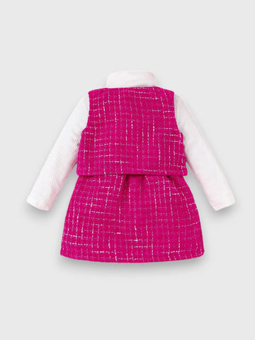 3 Pcs Baby Girl Tweed Vest Set