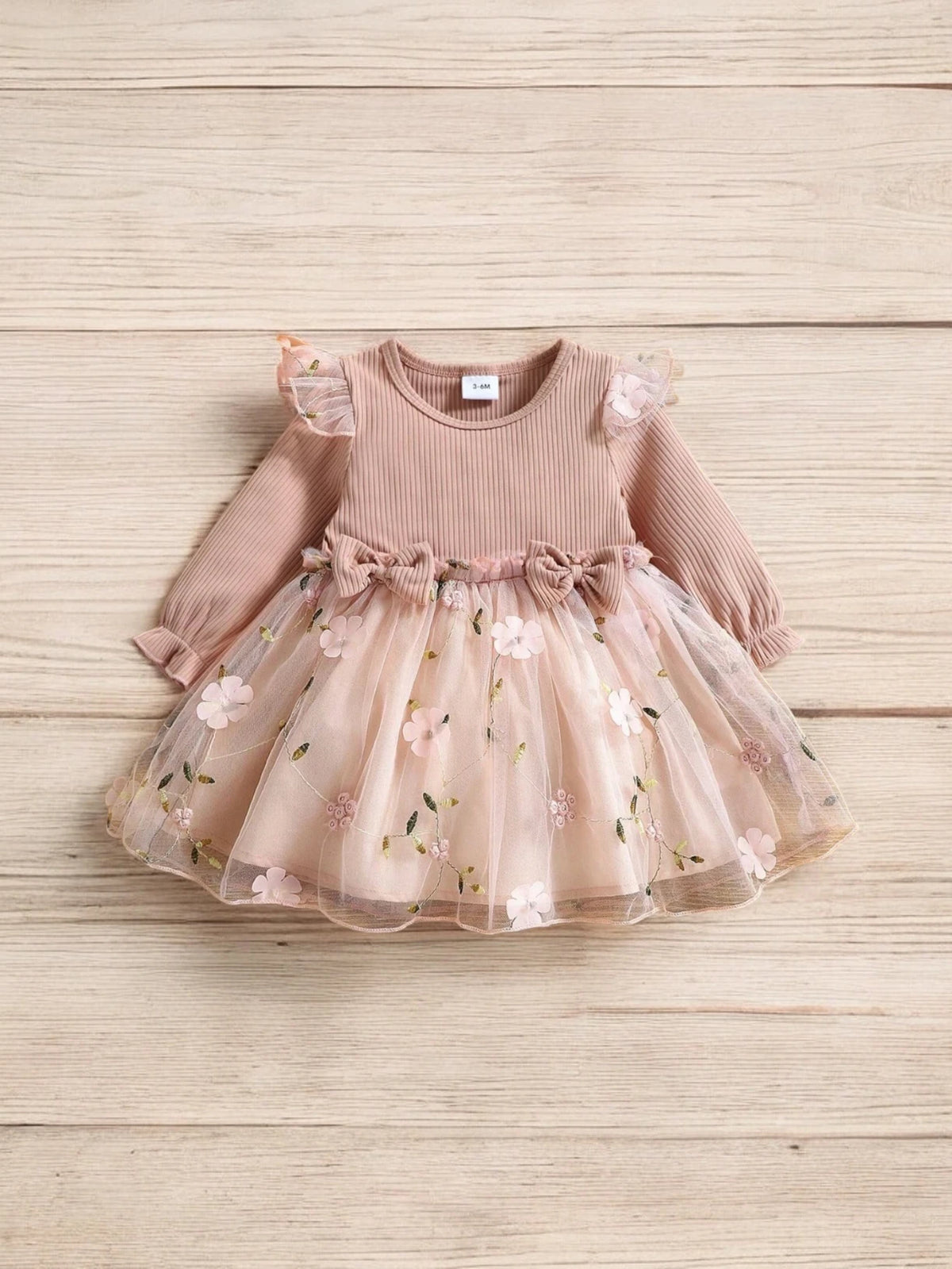 Baby Girl Pink Floral Applique Tulle Dress