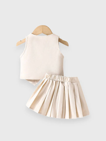 2 Pc Baby Girl Vest with Pleat Skirt