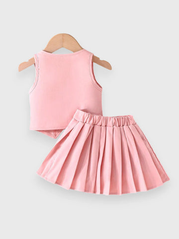 2 Pc Baby Girl Vest with Pleat Skirt