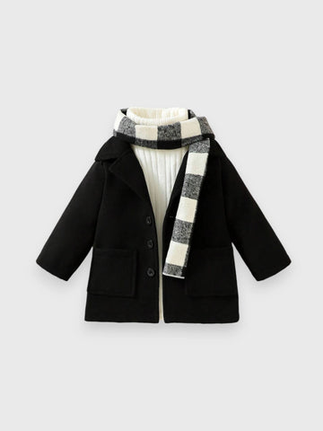 2 Pc Baby Boy Lapel Coat with Scarf