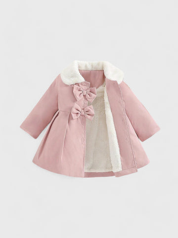 Baby Girl Fleece Lined Bow Coat