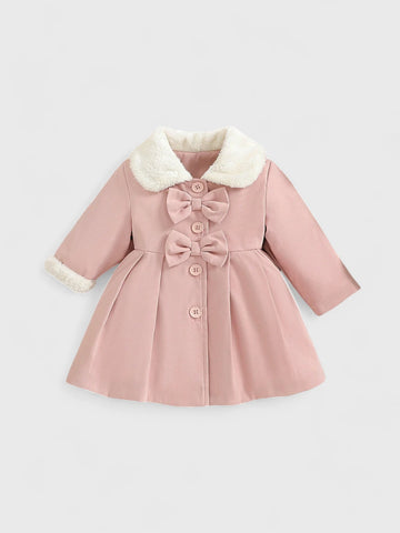 Baby Girl Fleece Lined Bow Coat