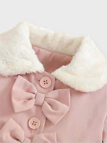 Baby Girl Fleece Lined Bow Coat