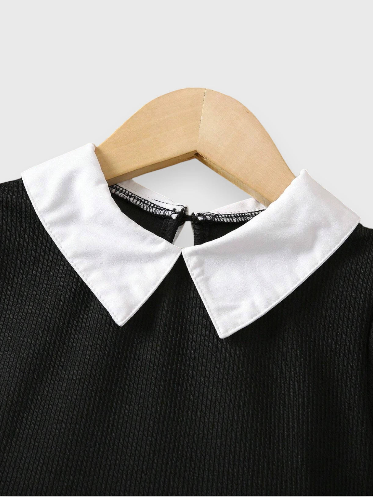 Girls Black Contrast Collar Flare Dress 7 Y Girls Black Contrast Collar Flare Dress 7 Y