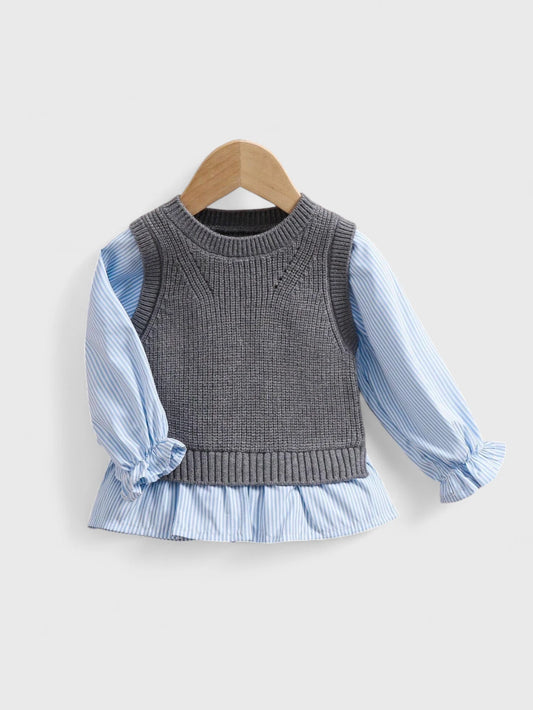 Baby Girls 2 in 1 Knit Shirt Sweater